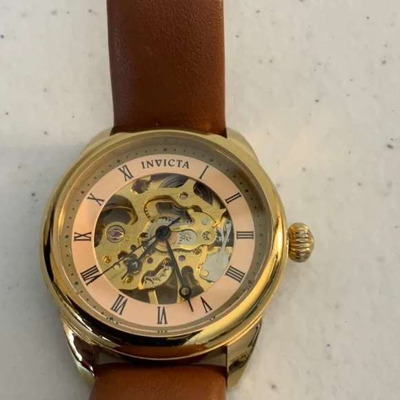 Invicta Woman 36mm Mechanical Gold Skeleton Watch - Picture 1 of 7